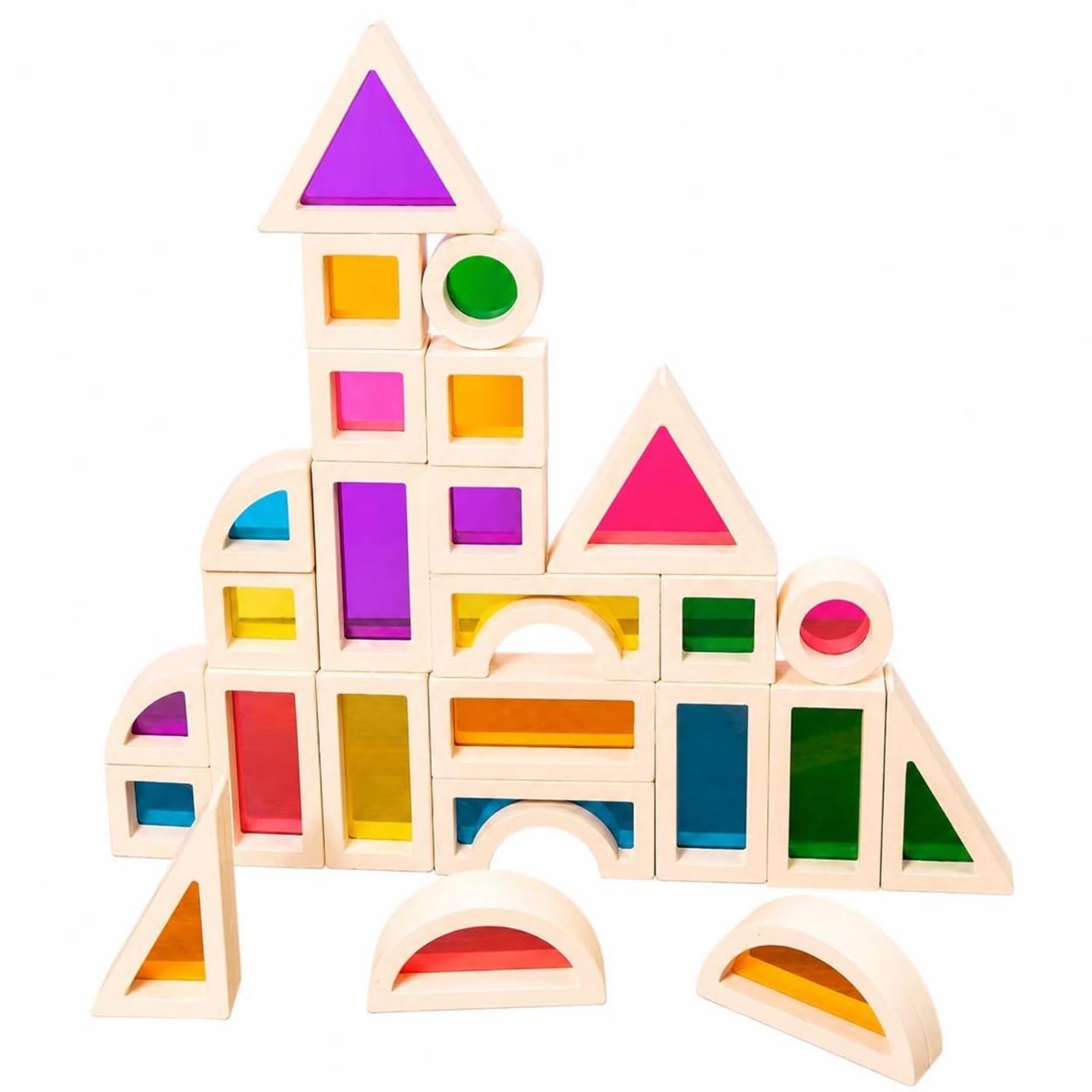 25 Piè Blocs Crbe-en-Ciel Éducatif | Acryliques, Jeu Construction crbe-en-Ciel, Transparents, J, pr École Maternelle