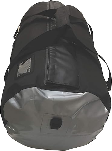 Miniatura 2 de Oversize 70L impermeable Dry Duffel Offshore Gear Motor Cycle Tail Bag Hi-Vis 25 Gauge vinilo plata paneles laterales soldados - Negro, Negro -