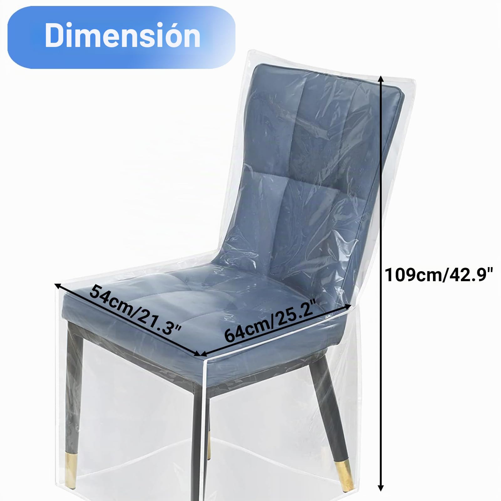 SagaSave: Fundas de plástico para sillas de comedor, juego de 4 fundas de asiento de PVC transparente para sillas, protector contra el agua, el polvo y los arañazos del gato