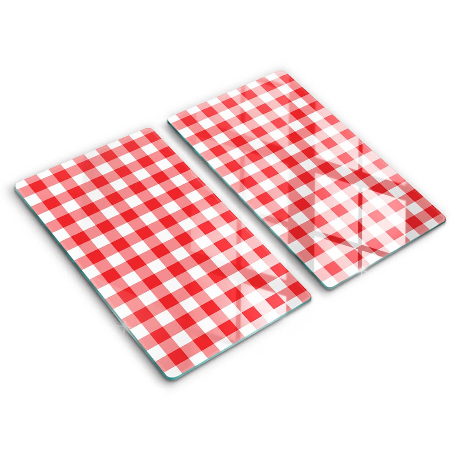 Planche à découper multifonctionnelle 2x30x52cm en verre avec calandre rouge et blanc