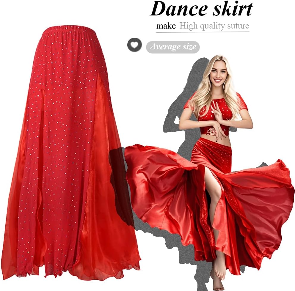 Women's Chiffon Split Swing Long Belly Dancing Skirt for Tribal Belly Dance Skirt - Image 5