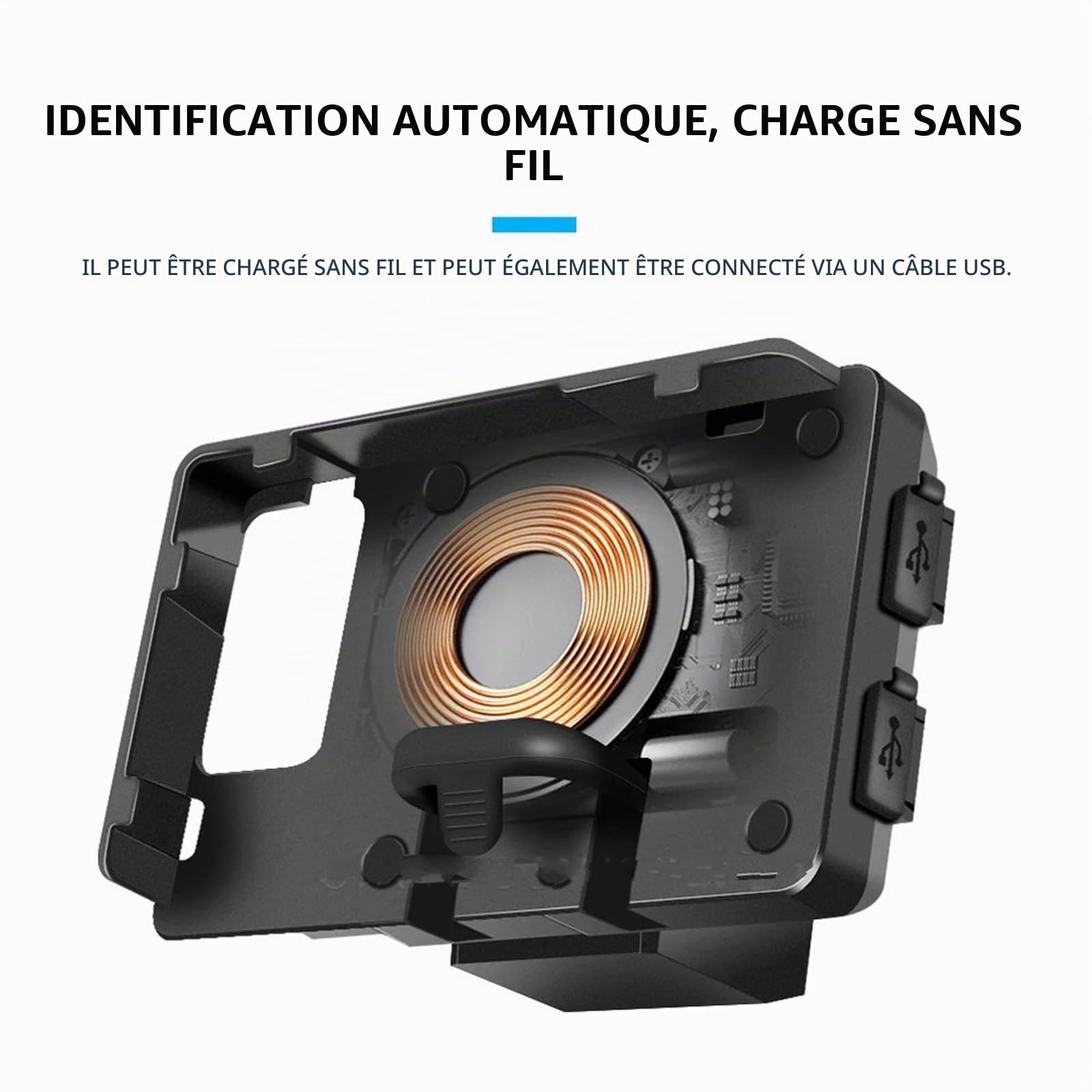 Support Téléphone Moto pour BMW R1200RT R1250RT R 1200 1250 RT 2014 – 2020 Support Navigation GPS Téléphone Portable USB Charge sans Fil Moto Support Guidonavec avec(Wireless and USB)