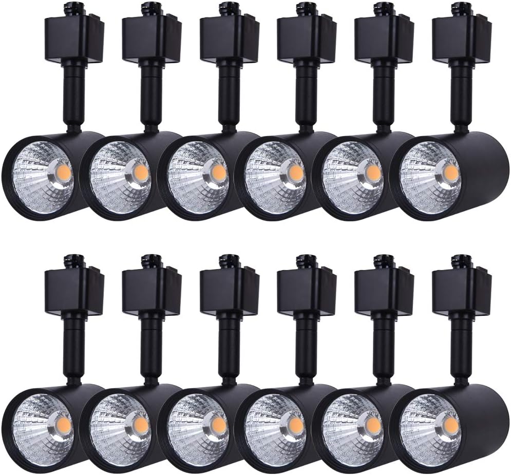 mirrea 12 Pack LED Track Lighting Heads Compatible with Single Circuit H Type Rail Ceiling Spotlight for Accent Task Wall Art Exhibition Lighting 6.5W 3000K Warm White 24° Black Painted