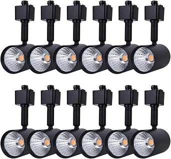 Mirrea 12 Pack LED Track Lighting Heads, 6.5W, 3000K Warm White, 24°, Black