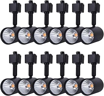 Mirrea 12 Pack LED Track Lighting Heads, 6.5W, 3000K Warm White, 24°, Black Painted