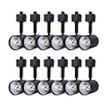 mirrea 12 Pack LED Track Lighting Heads Compatible with Single Circuit H Type Rail Ceiling Spotlight for Accent Task Wall Art Exhibition Lighting 6.5W 3000K Warm White 24° Black Painted