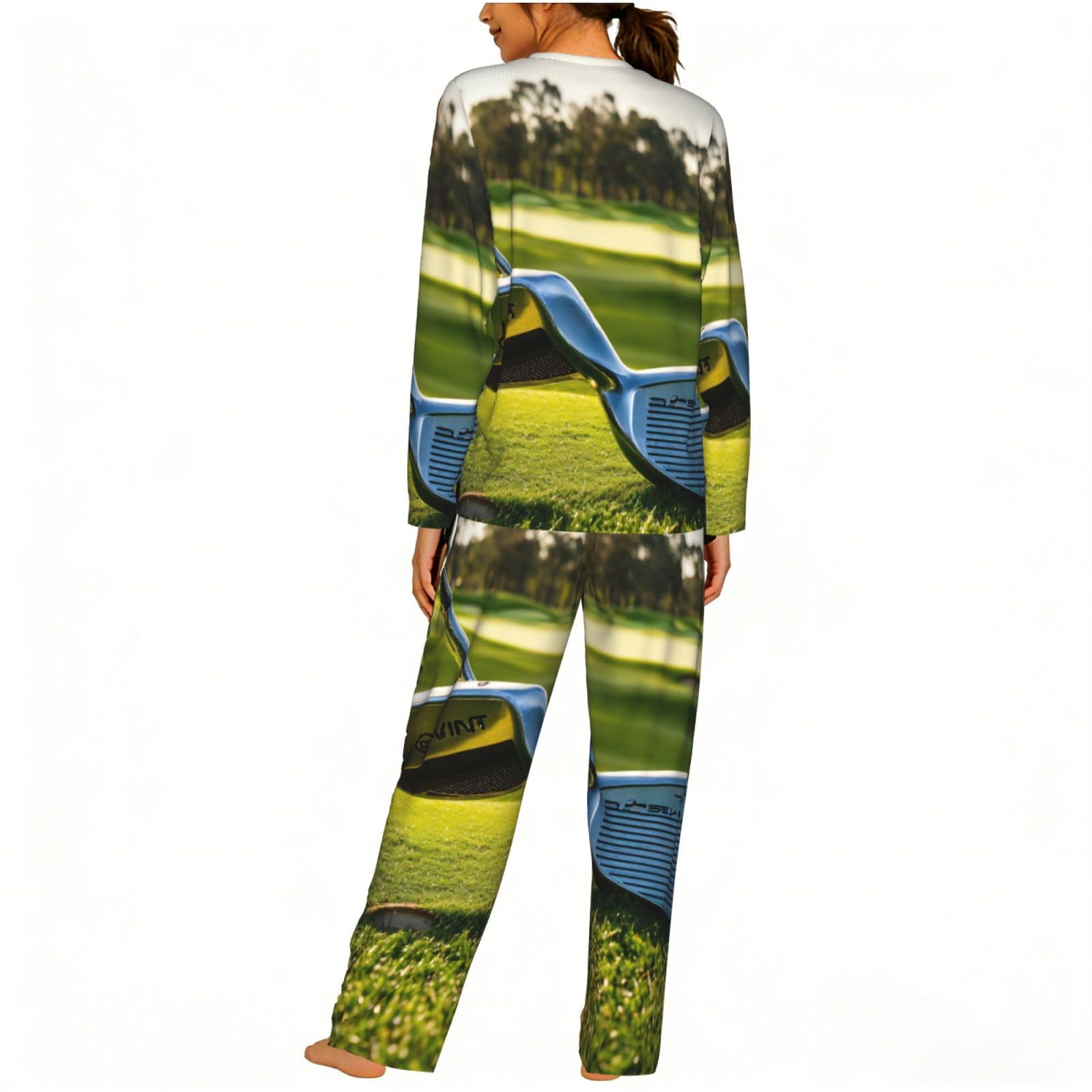 Golf Club Stampa Donna Manica Lunga Pigiama Vacanza Yoga Casual Gite Confortevole Pigiameria Regalo