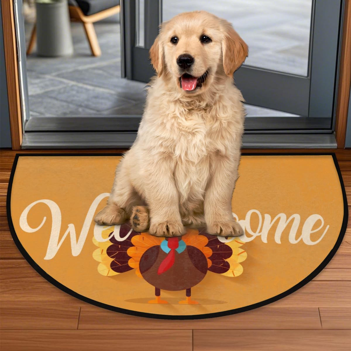 Fall Door Mat Thanksgiving Turkey Outdoor Welcome Mat Non-Slip Absorbent Area Rug for Front Door Entryway 36"x24"