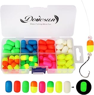 Dovesun 220/104/80/54/42/52pcs Fly Fishing Floats Bobbers Foam Pompano Rigs Surf Fishing Rig Floats Bright Color Round, Bullet, Cylindrical, Spin, Pill with Tackle Box