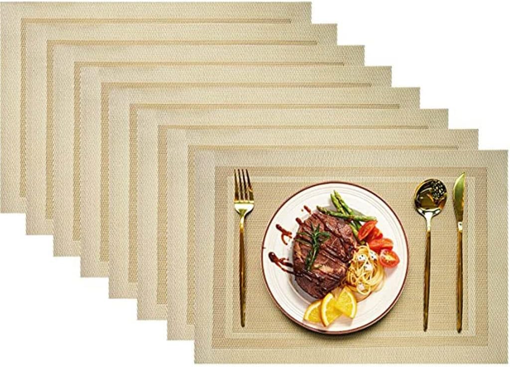 8-Piece Set PVC Washable Placemat Table Mat Placemat Set Kitchen Accessories Coaster Wine Mat Table Decoration(E)