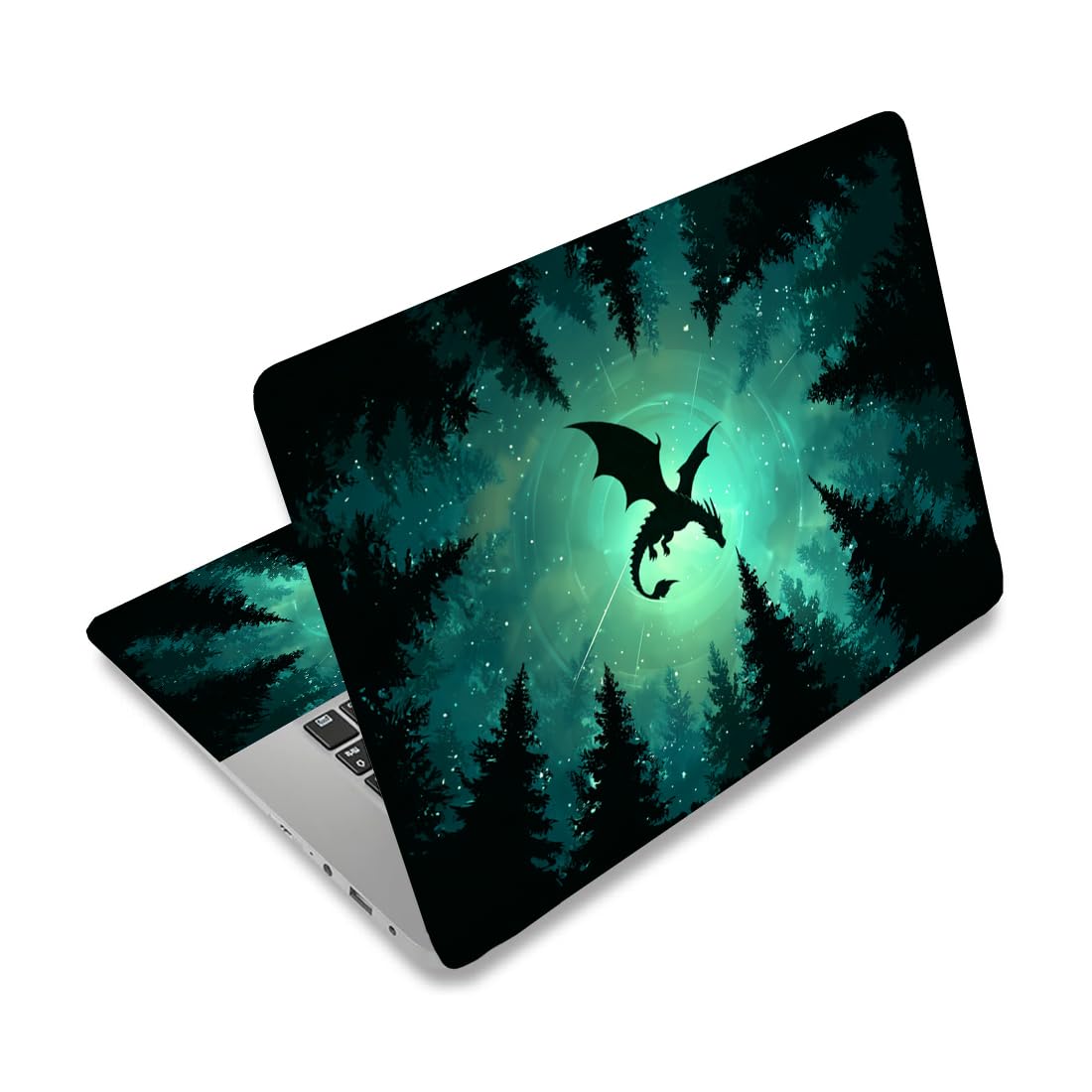 PLIGREAT 15 Inches Starry Sky Dragon Pattern Laptop Sticker Decals, Cartoon Forest Design Laptop Skin Stickers Fits 12" to 15" Laptops Universal Waterproof Removable Notebook Art Protector