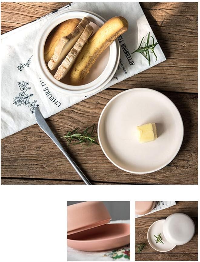 Butter Dish 6in Ceramic Butter Dish (with Lid) Household Porcelain Butter Dish, Traditional Kitchen Accessories can be Safely Used in Dishwasher Microwave Oven Butter Dishes (Color : Gray) (Gray)