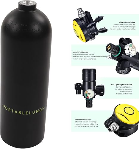 Miniatura 6 de Kit de buceo Dispositivo de respiración subacuática 2L X5000Plus Breather Diving Juego de correa de hombro doble (paquete D botella negra negra 2L)