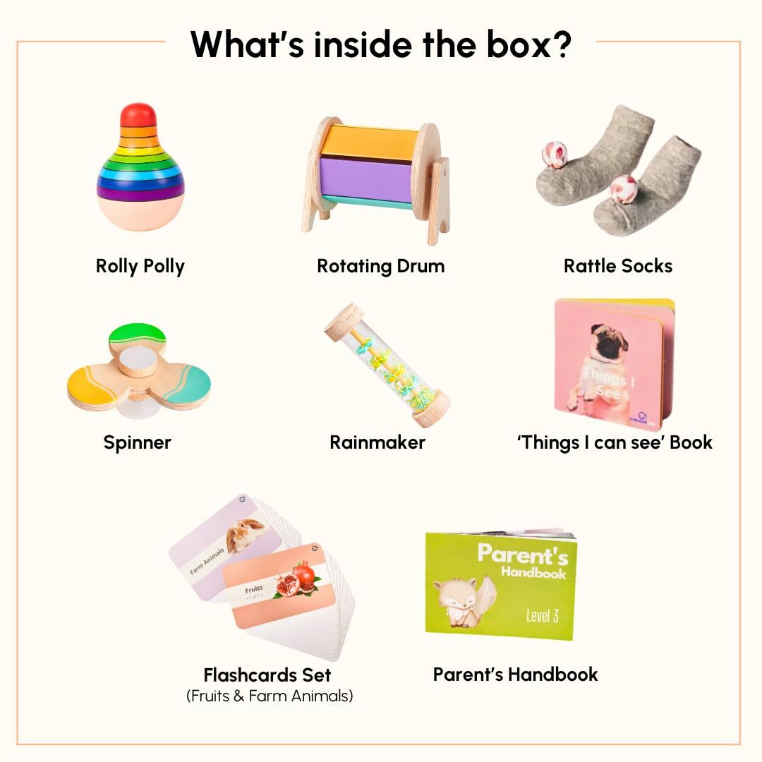 Curious Cub Montessori Learning Wooden Toys | Box 3: 5+ Month | Montessori Toys for 5+ Months | Learning Blocks,Sensory,Auditory & Memory Skills | Toddlers Activity Toys | Ideal Children Gift - Image 2 thumbnail