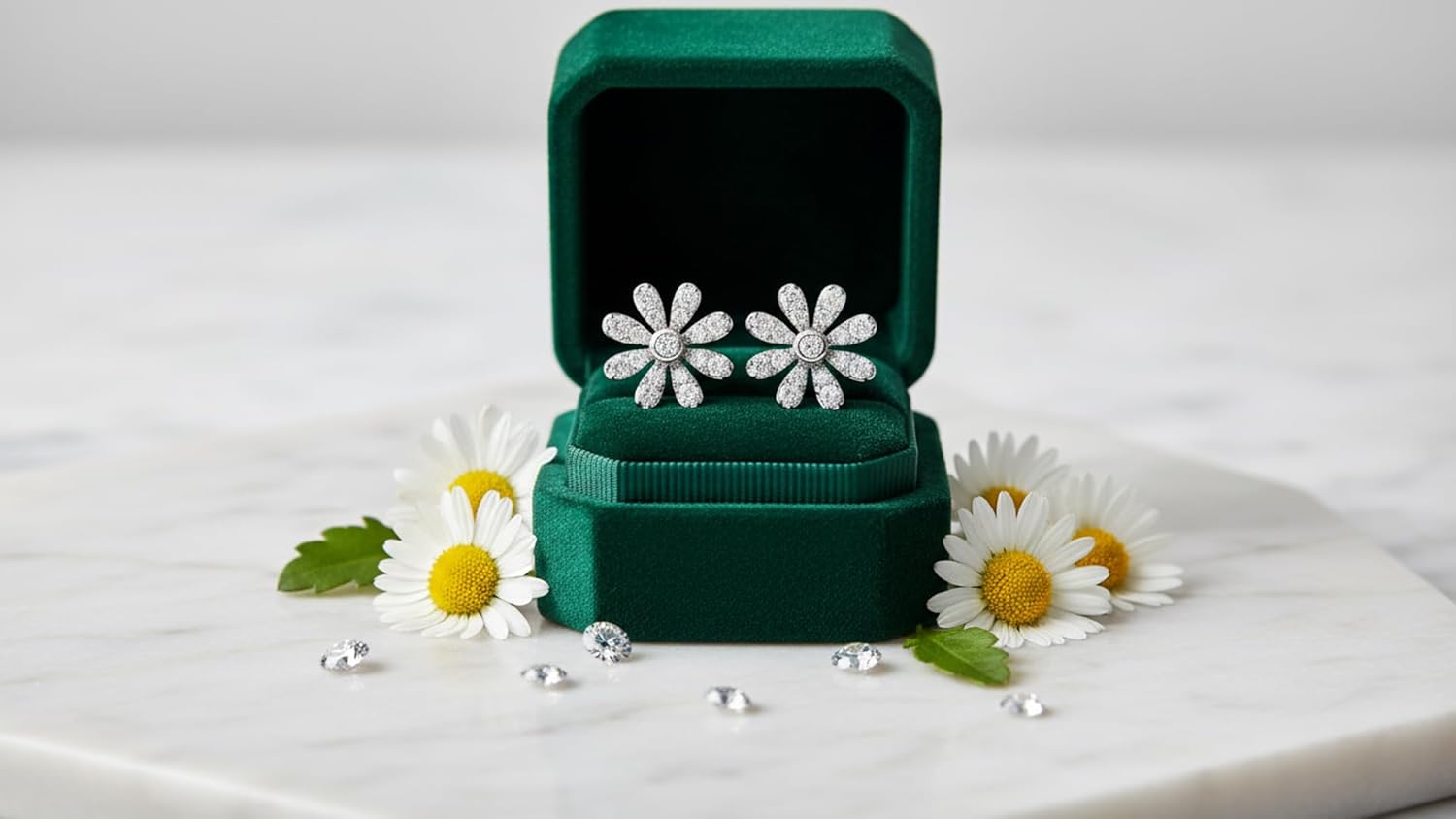 DISENO Floral Shaped Diamond Stud Earrings for Women – 10K White Gold – 1/5 Carat Natural Diamonds (F-G, SI1-SI2) – Fine Jewelry Gift for Birthdays, Weddings, Valentine's Day - Image 5