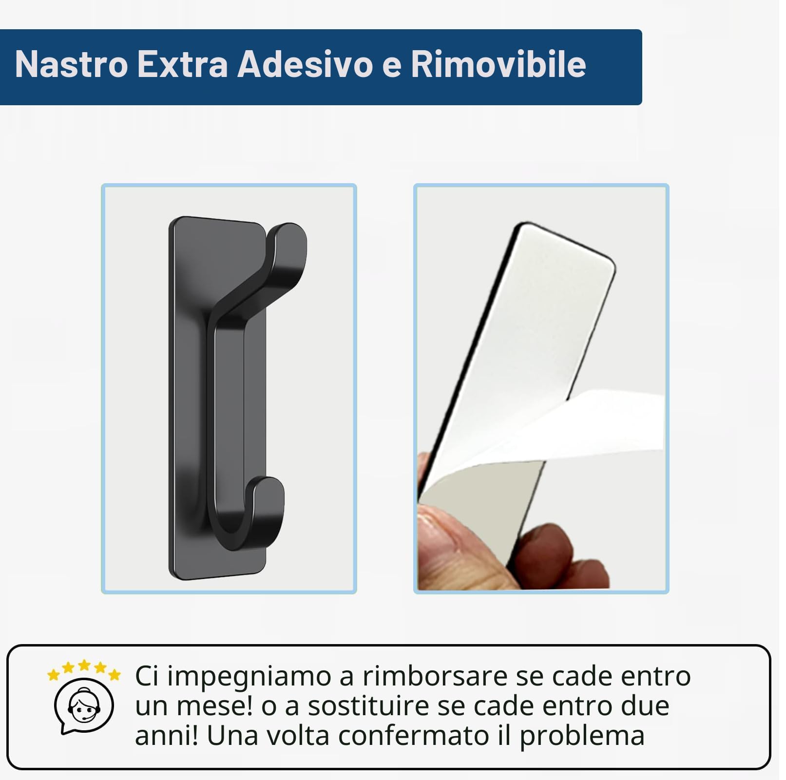 pickpiff Gancio Adesivo Da Parete, Porta Asciugamani Da Bagno, Ganci Adesivi Strofinaccio Da Cucina, Gancio Appendiabiti, Fissaggio a Parete Senza Foratura, Impermeabile, Antiruggine, Nero, 4 Pezzi