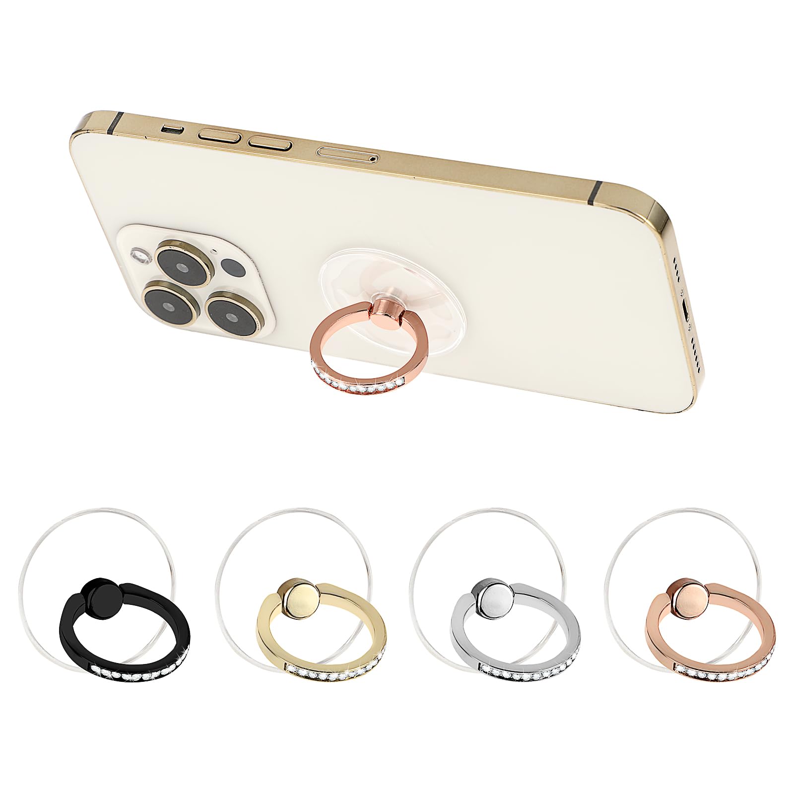 WLLHYFCell Phone Ring Holder 4 Pack Transparent Ring Holder Diamond Clear Finger Grip 360° Degree Rotation Kickstand Compatible Various Mobile Phones or Phone case