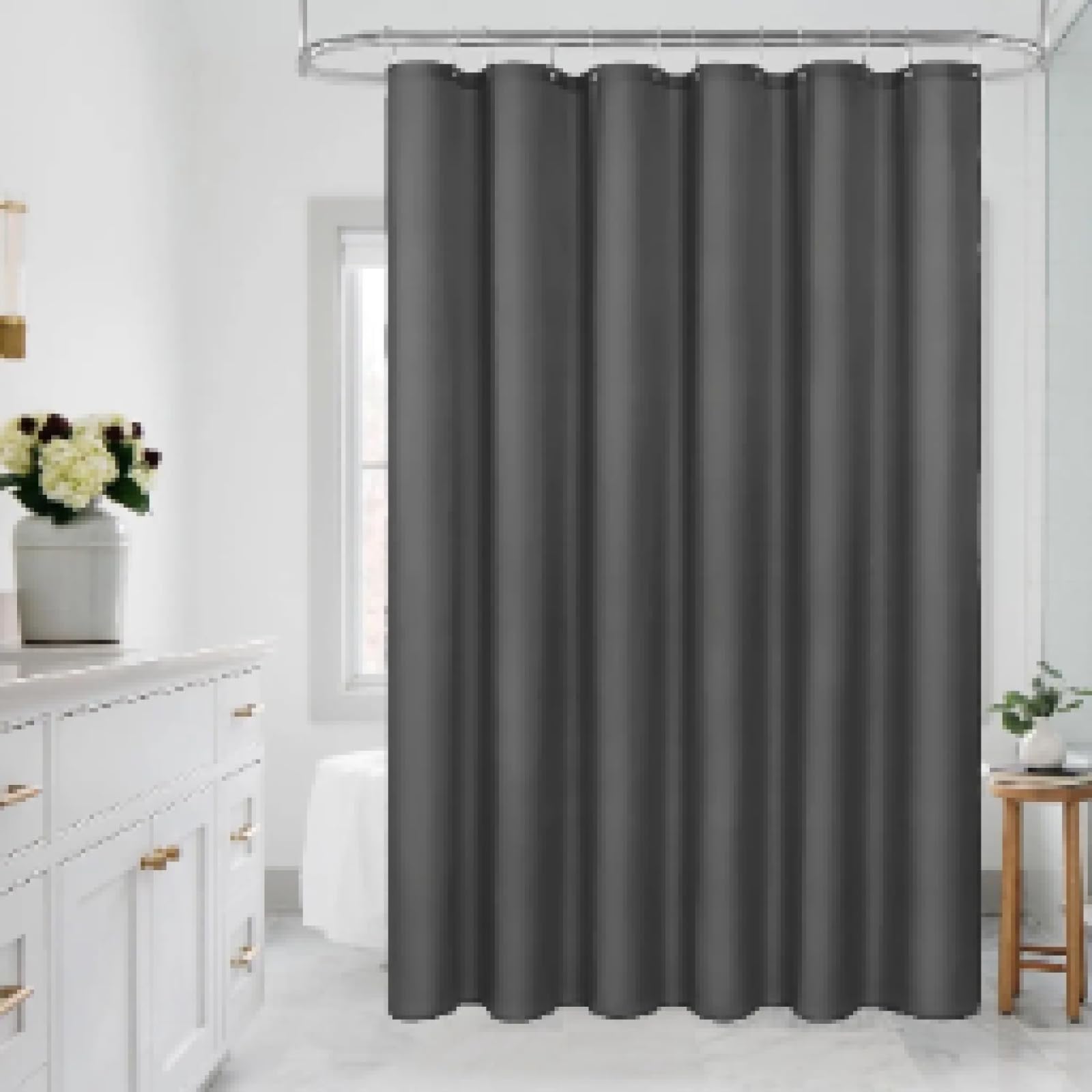 ZDLLDZ Dark Grey Fabric Shower Curtain Modern Simple Shower Curtain Machine Washable Bath Curtains for Bathroom 180x210cm(71x93in)