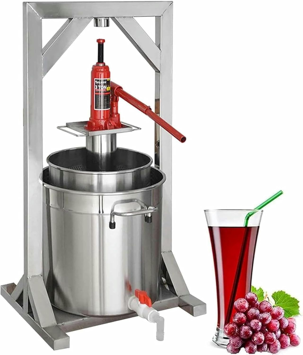 Fruit Wine Press, Fruit Juice Squeezer, 12/22/36l Manual Juice Maker, Fruit Press, Grape Crusher for Wine Making, for Honey Chilli Oil Family Restaurants~/