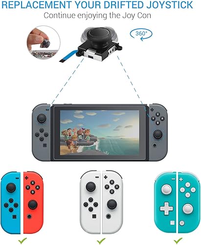 Miniatura 3 de JAOYSTII Joycon Joystick de repuesto, 4 unidades, palillo analógico de repuesto para control Joy-Con Switch Lite, joystick analógico