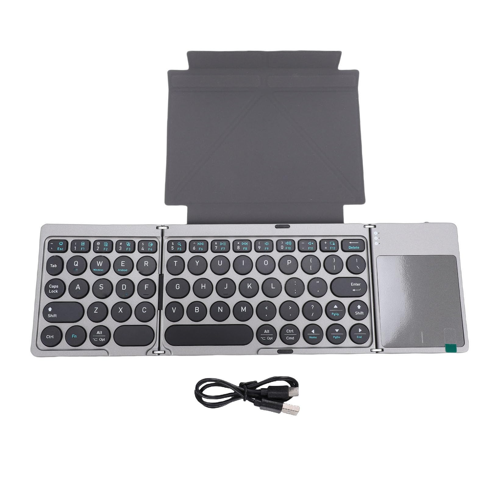 Tastiera Bluetooth Pieghevole, Wireless Portatile con Touchpad e Custodia in Pelle PU per Tablet Laptop Smartphone 3 Dispositivi
