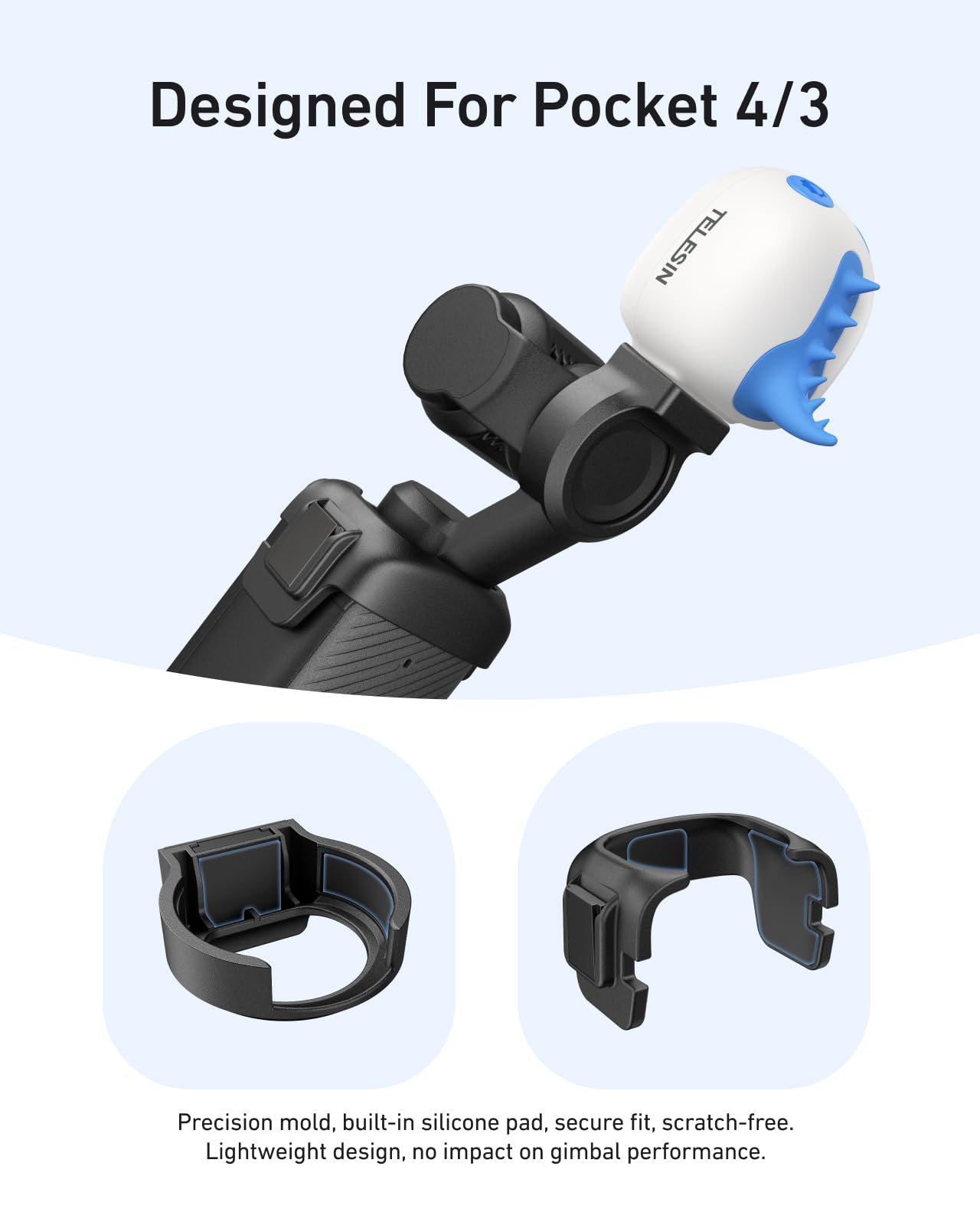 TELESIN 3er-Pack Mini-Monster-Magnet-Fülllicht-Set für DJI Osmo Pocket 4 3, 12 Stunden Akkulaufzeit und 3-stufig einstellbare Helligkeit, LED-Licht mit Fülllichthalterung für Vlogging und Reisen