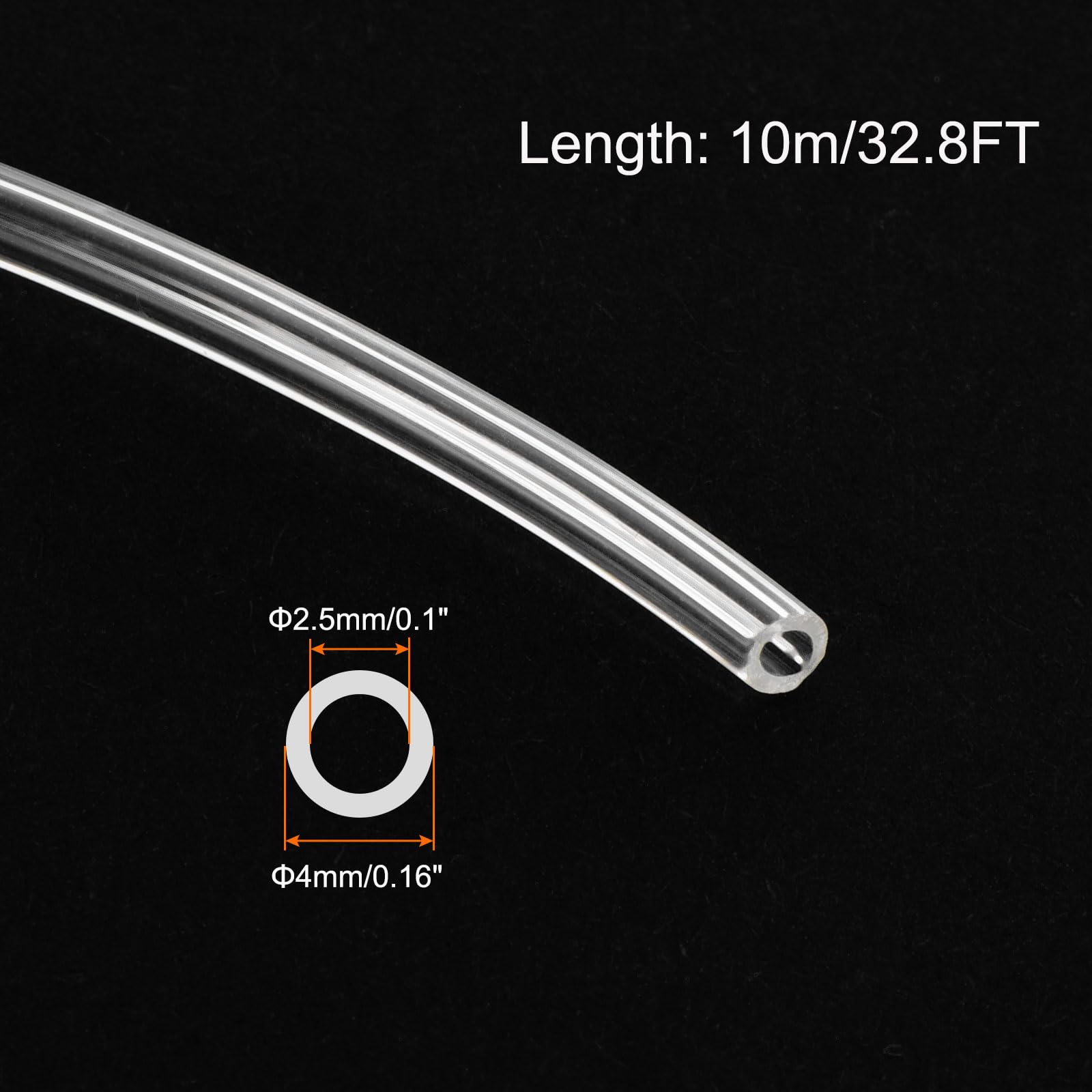 Rebower PU Air Tubing Hose, 4mm x 2.5mm Clear, 10m/32.8FT, 1pcs, 4mm x 2.5mm x 10m - Image 2
