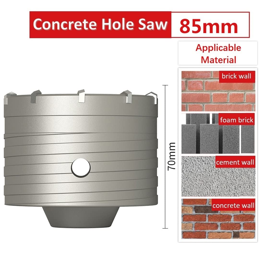 SYDARSYN Wall Hole Saw 85mm Drill Bit, Tungsten Carbide Tipped (TCT) Core Drill - Image 2