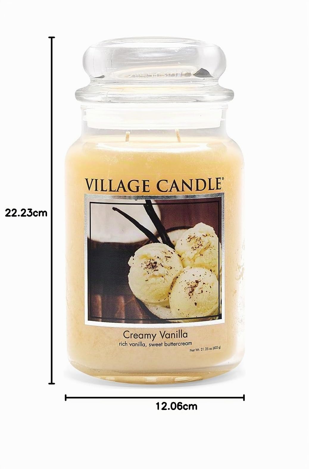 Village Candle 106326302 Creamy Vanilla Grande Vaso, Vetro, Giallo, 10.8 x 10.1 x 17.7 cm