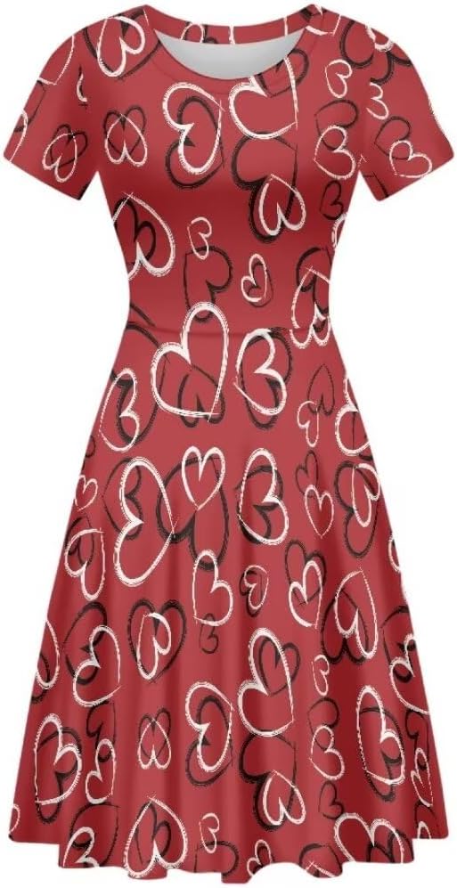 Short Sleeve Midi Dresses for Women Plus Size Summer Round Neck Casual A-Line Dresses - Image 3