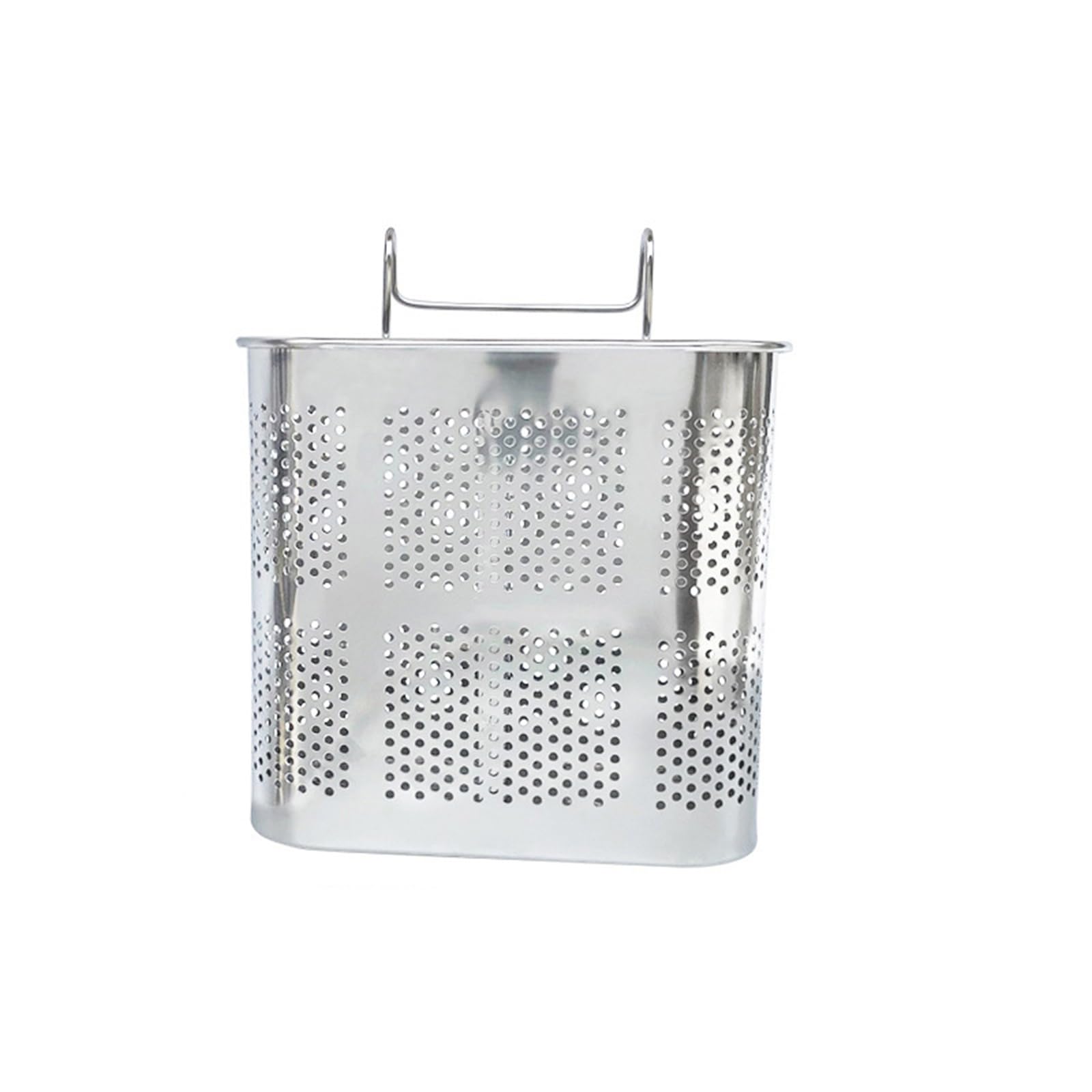 Stainless Steel Utensil Holder for Kitchen Counter, Drying Basket, Hanging Rectangular Utensil Holder with Hooks, Dishwasher Safe Flatware Drying Caddy for Dish Rack, Kitchen Sink & Countertop