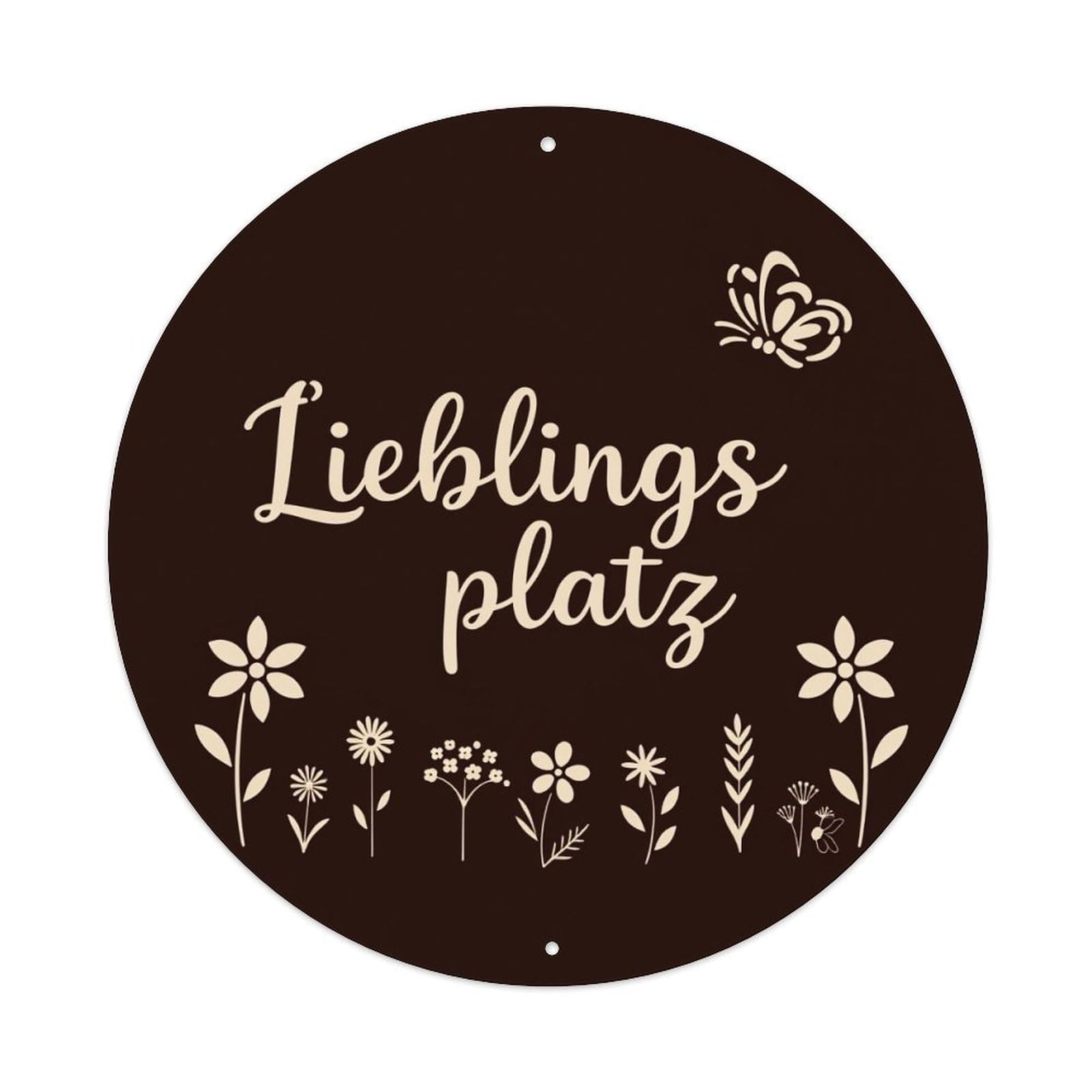 Floral Pattern With Butterflies And Cursive Text Round Vintage Tin Sign,Retro Wall Art,Metal Poster for Home, Bar, Garage, Cafe, Rustic Indoor & Outdoor Decor, 8x8 Inches