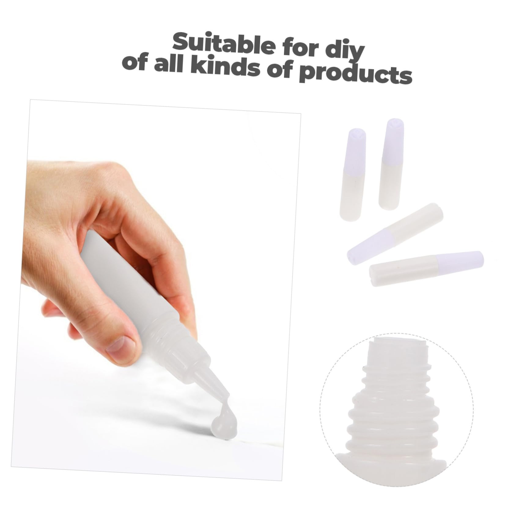 Artibetter Colla Bianca Multifunzione in Bottiglia 6ml, 50 Pezzi | Plastica Bianca, Asciugatura Rapida, Uso Fai da Te, Uso Personale e Professionale