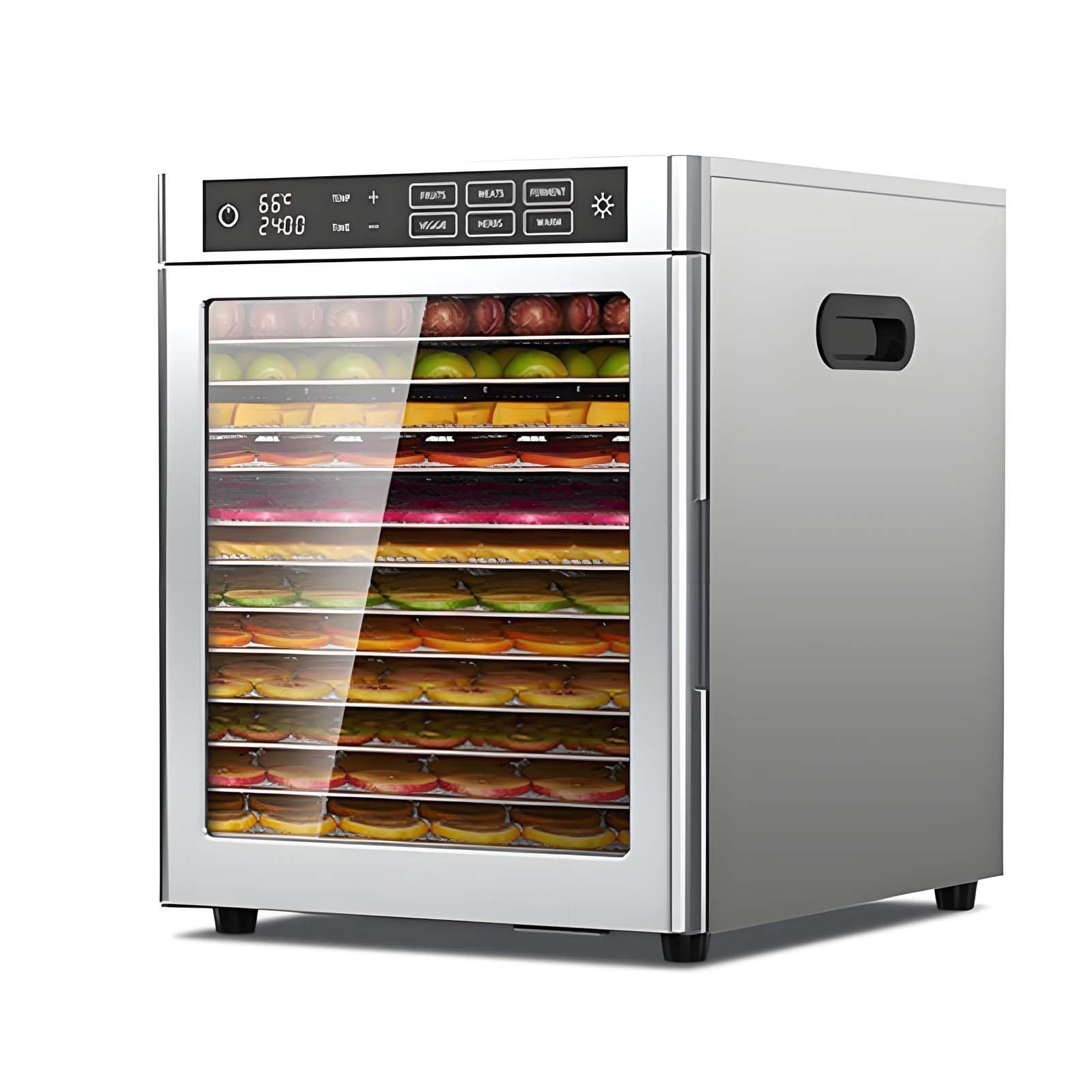 QFGain 800W LED Commercial Drier, 10/12 Layer Food-Dehydrator Machine, Stainless-Steel Home Veggie Beef Dryer, Food Processer, Food-Dryer for Fruit-Mushroom-Meat-Jerky-Herb 12layer-220V