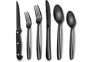 24-Piece Black Heavy Duty Silverware Set