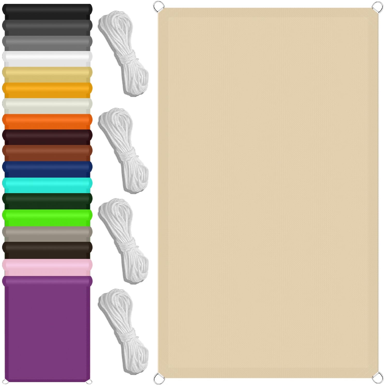Voile d'ombrage beige 1x7,5 m en tissu PES imperméable