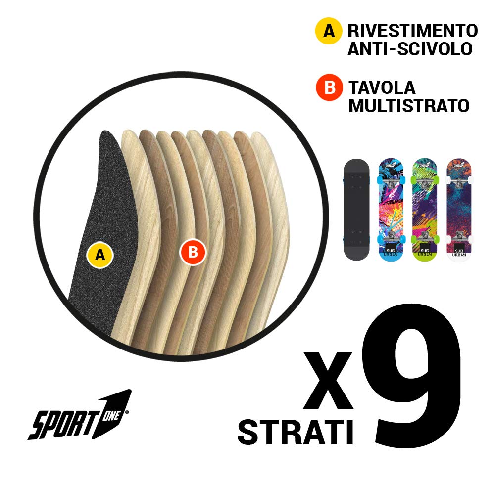 Skateboard bambino Skateboard adulto professionale ragazzo cruiser bambini skate ragazza carver skateboard penny board (SUB URBAN VERDE)
