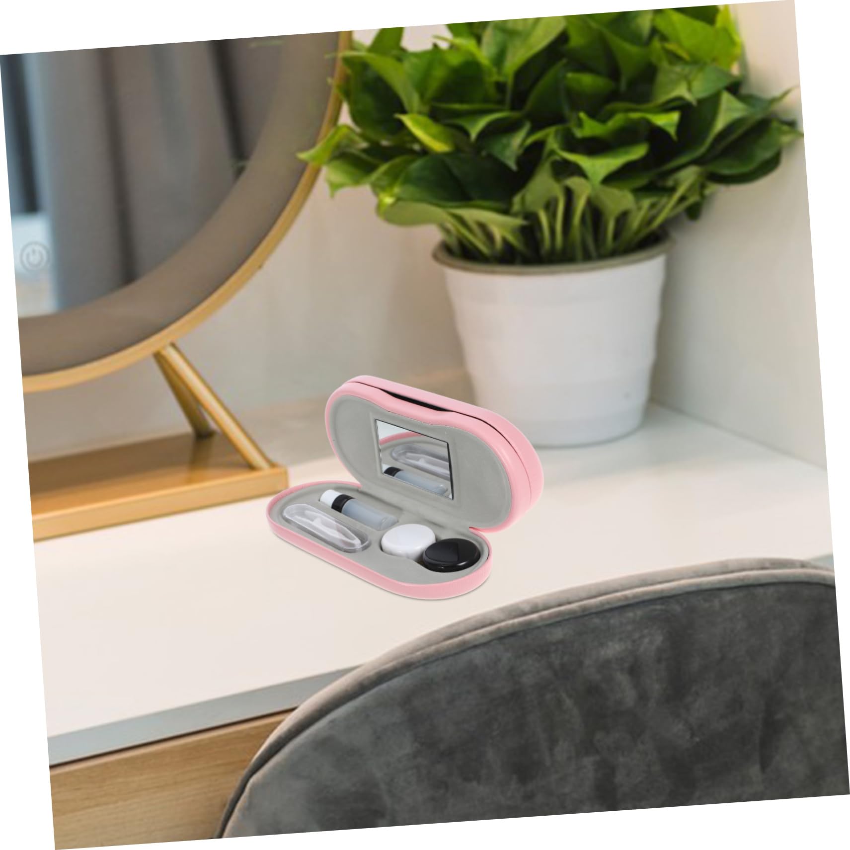 Mikinona Praktische Brillenbox aus Langlebigem PU Material mit Spiegel Tragbares Outdoor für Kontaktlinsen und Brillen Multifunktionaler Organizer für Unterwegs für Sonnenbrillenträger und