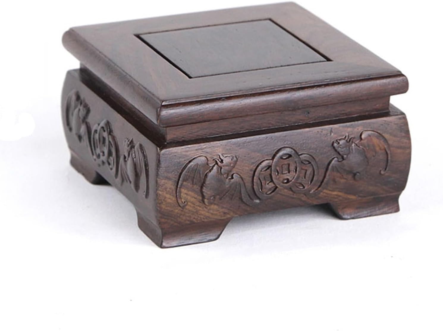 BABETT Bonsai Pedestal Vase Pedestal Stands Wooden Base Solid Wood Carving Display Stand Flowerpot Vase Buddha Statue Decoration Bonsai Base Teapot Base Planter Stand Plant Holder (Size : C)