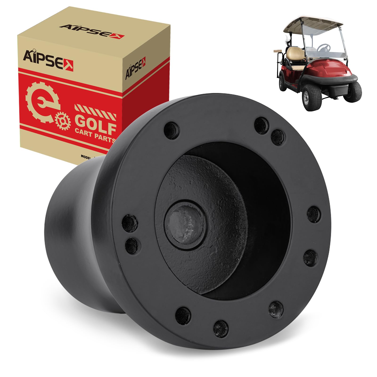 Golfwagen-Lenkradadapter, kompatibel mit Club Car Precedent Golf Cart Lenkrad, funktioniert auf 5-6 Löchern Lenkrad, Club-Auto-Adapter Ersatz, legierter Stahl, schwarz