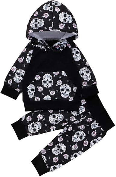 Ensemble Bebe Garcon Sinwasd Tetes De Mort Imprimee Manches Longue Kangaroo Vetement Bebe Pas Cher Sweats A Chapeau Chemise Blouse Haut Top Pantalon Amazon Fr Vetements