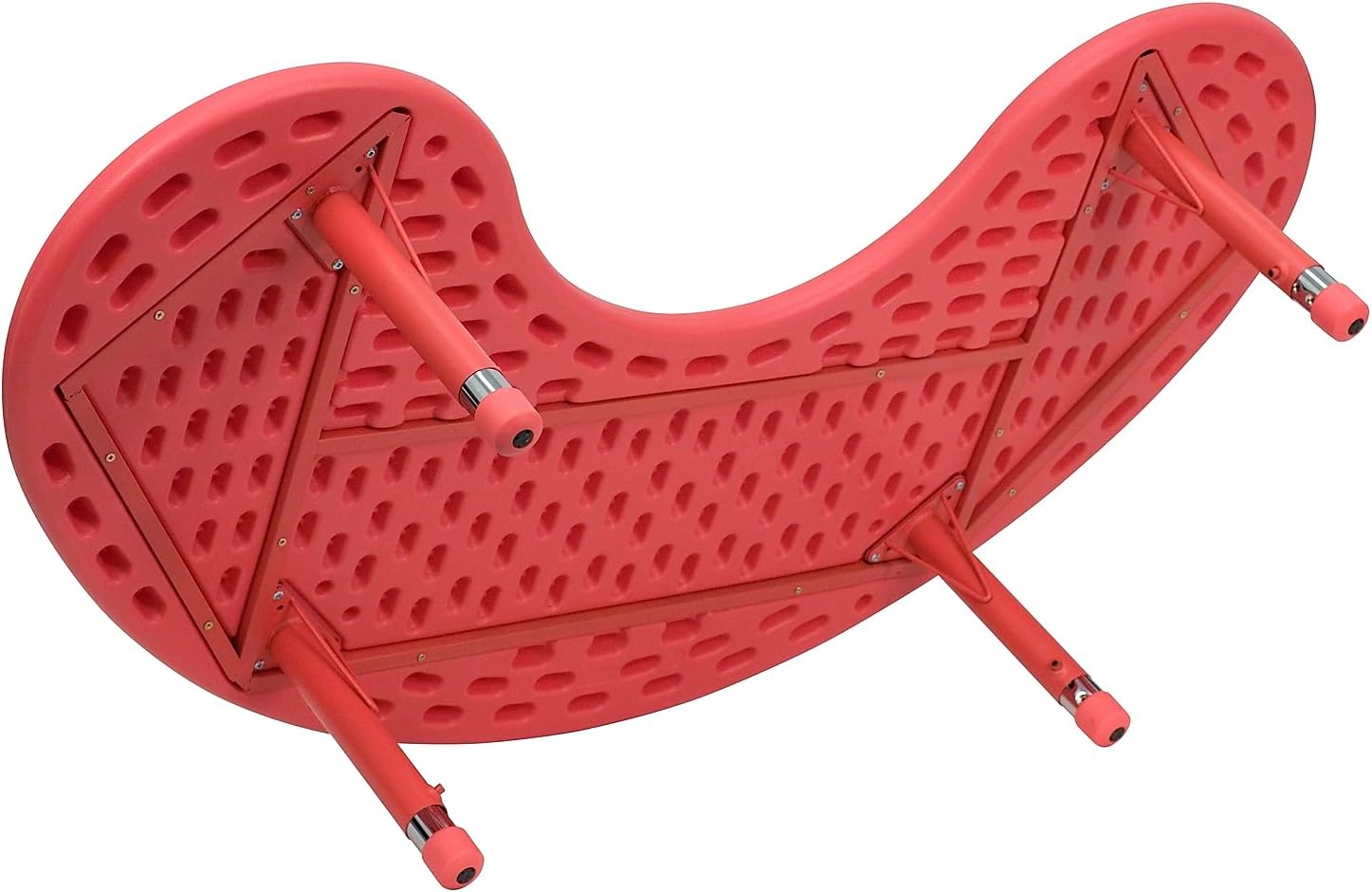 Flash Furniture 35''W x 65''L Half-Moon Red Plastic Height Adjustable Activity Table