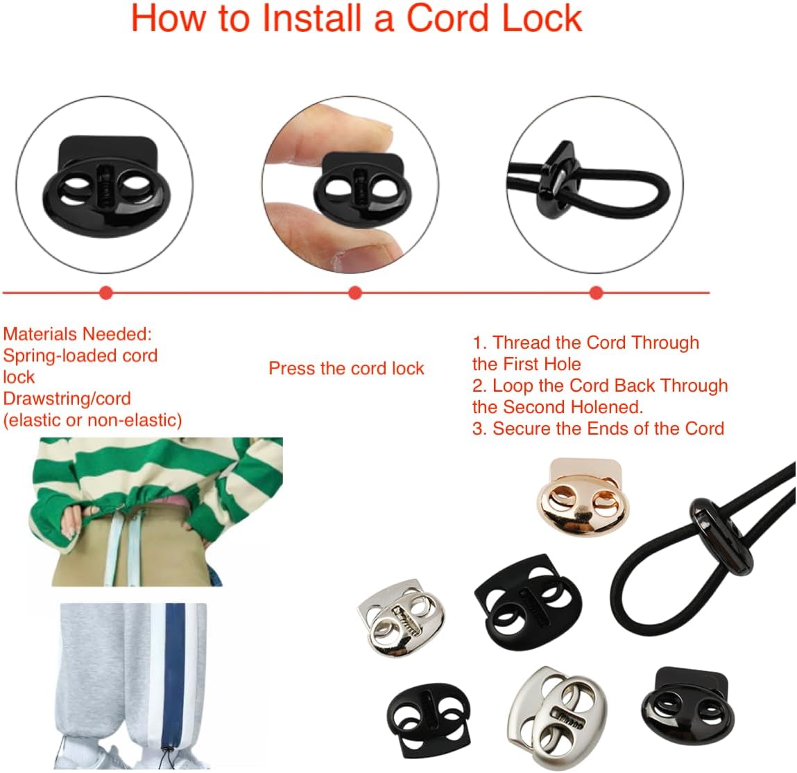 Metal Cord Locks Round Double Hole 17mm Fastener Slider Toggles for Drawstring Shoelaces Paracord Clothing Bag