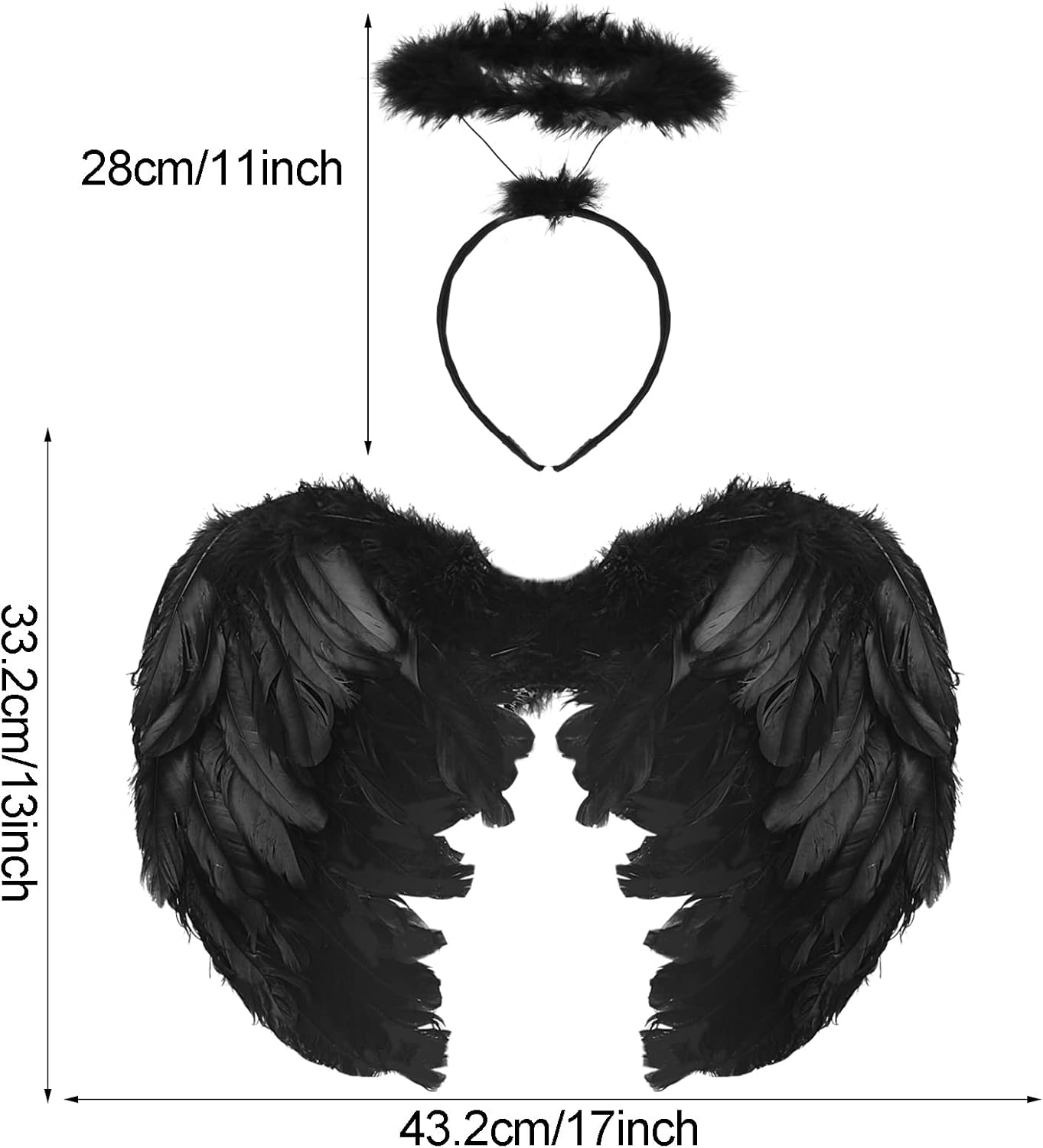 JONRRYIN Costume Angelo Donna, Angelo Nero Costume Halloween, Ali