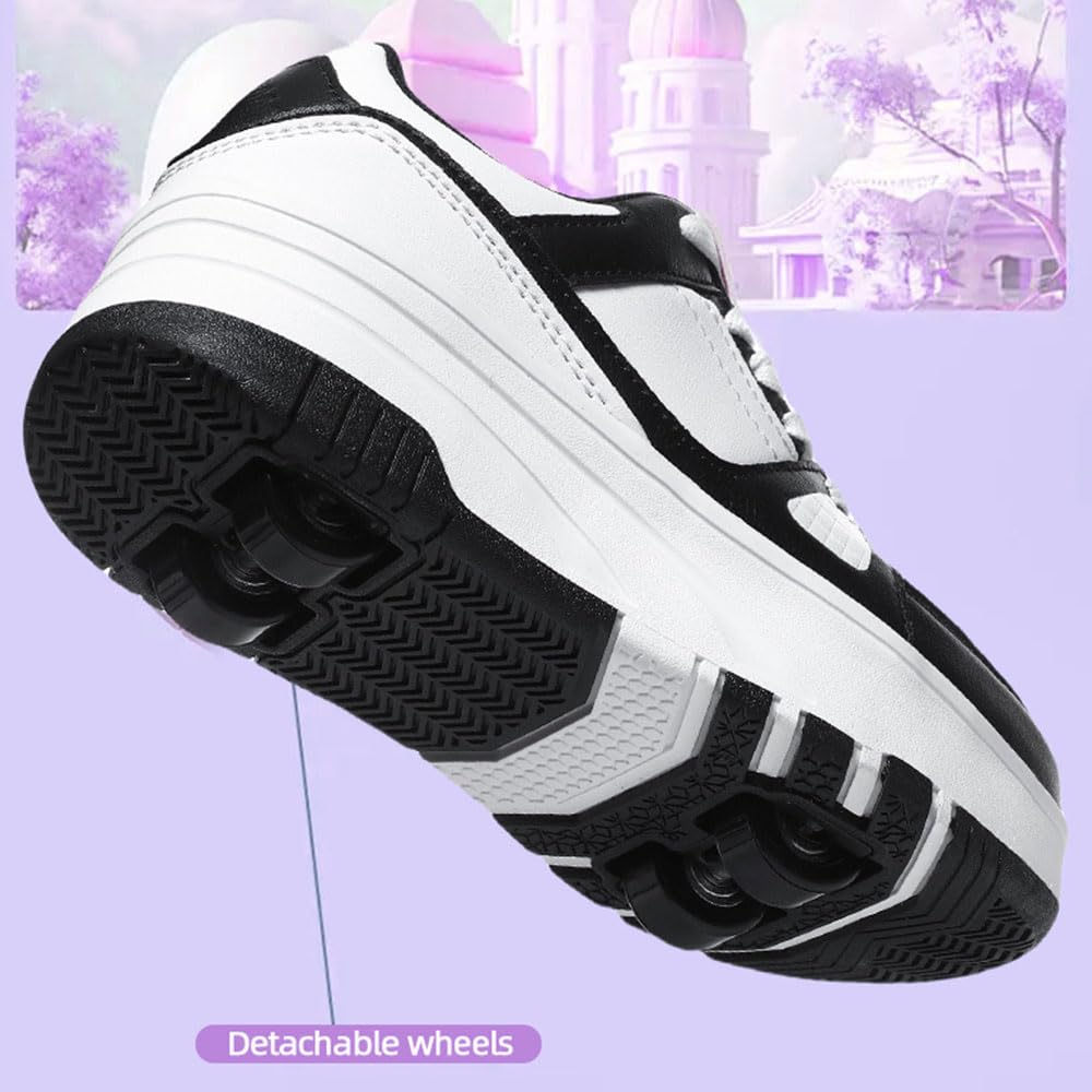 Hiseng Chaussure Roller pour Enfants - Basket à Roulette Garçon Fille - Chaussures Roues pour Adolescents - Extérieur 29-40EU