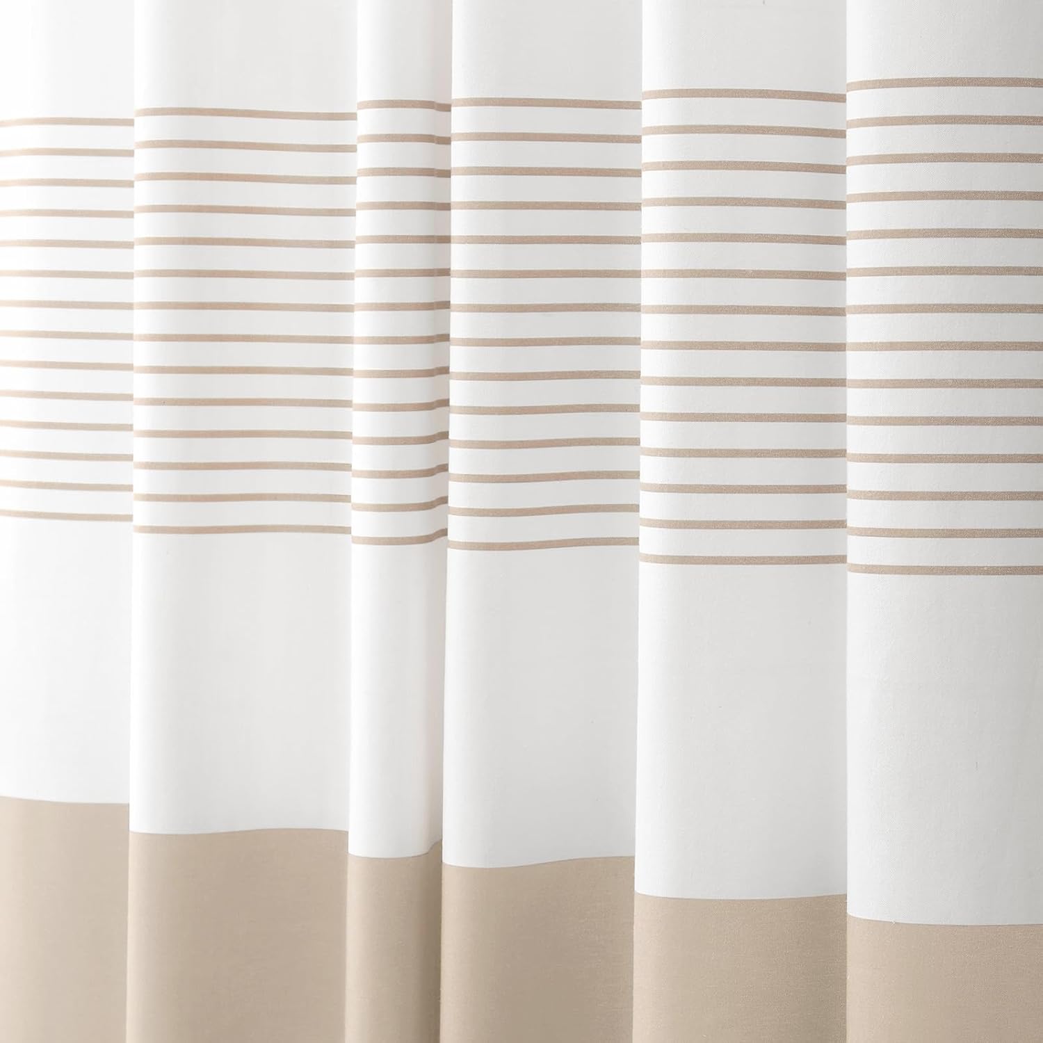 Beige Shower Curtain Cotton Boho Striped Shower Curtains for Bathroom with Tassel 72 X 72