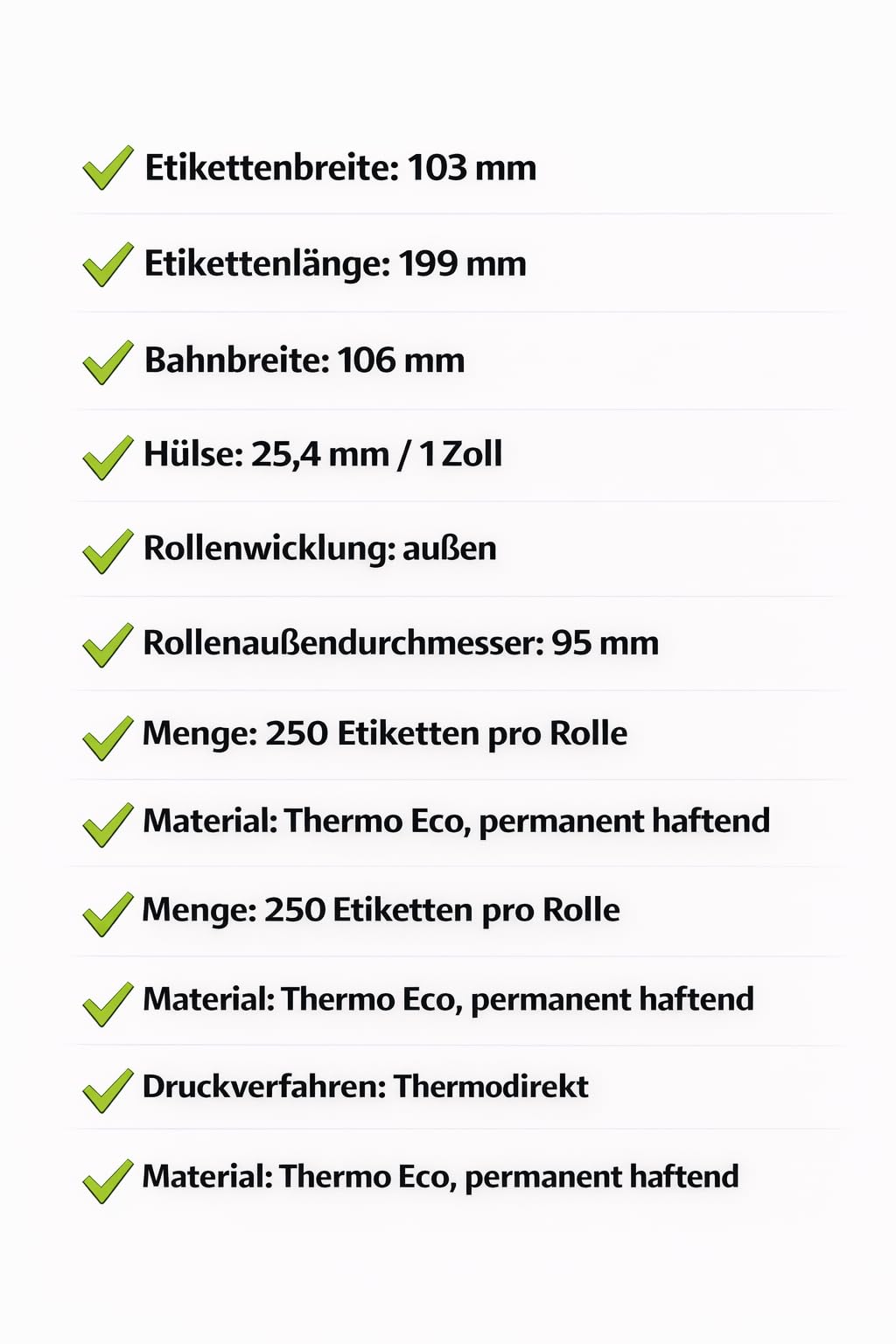 Lot de 12 rouleaux d'étiquettes d'expédition 103 x 199 mm DHL, DPD, GLS, UPS I 250 pièces par rouleau I 103 x 199 mm Étiquettes thermiques I Adhésif permanent thermique direct I Autocollant de colis
