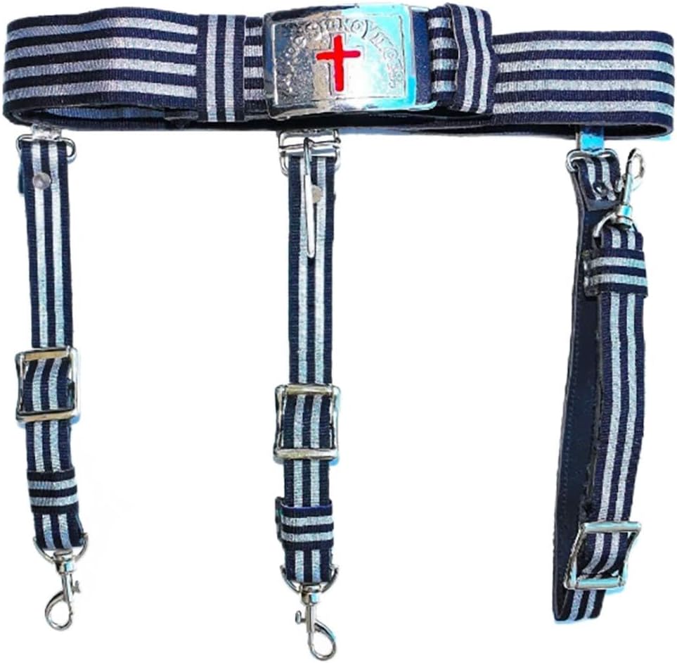 Bricks Masons Sir Knight Knights Templar Commandery Regalia Belt - Black & Silver