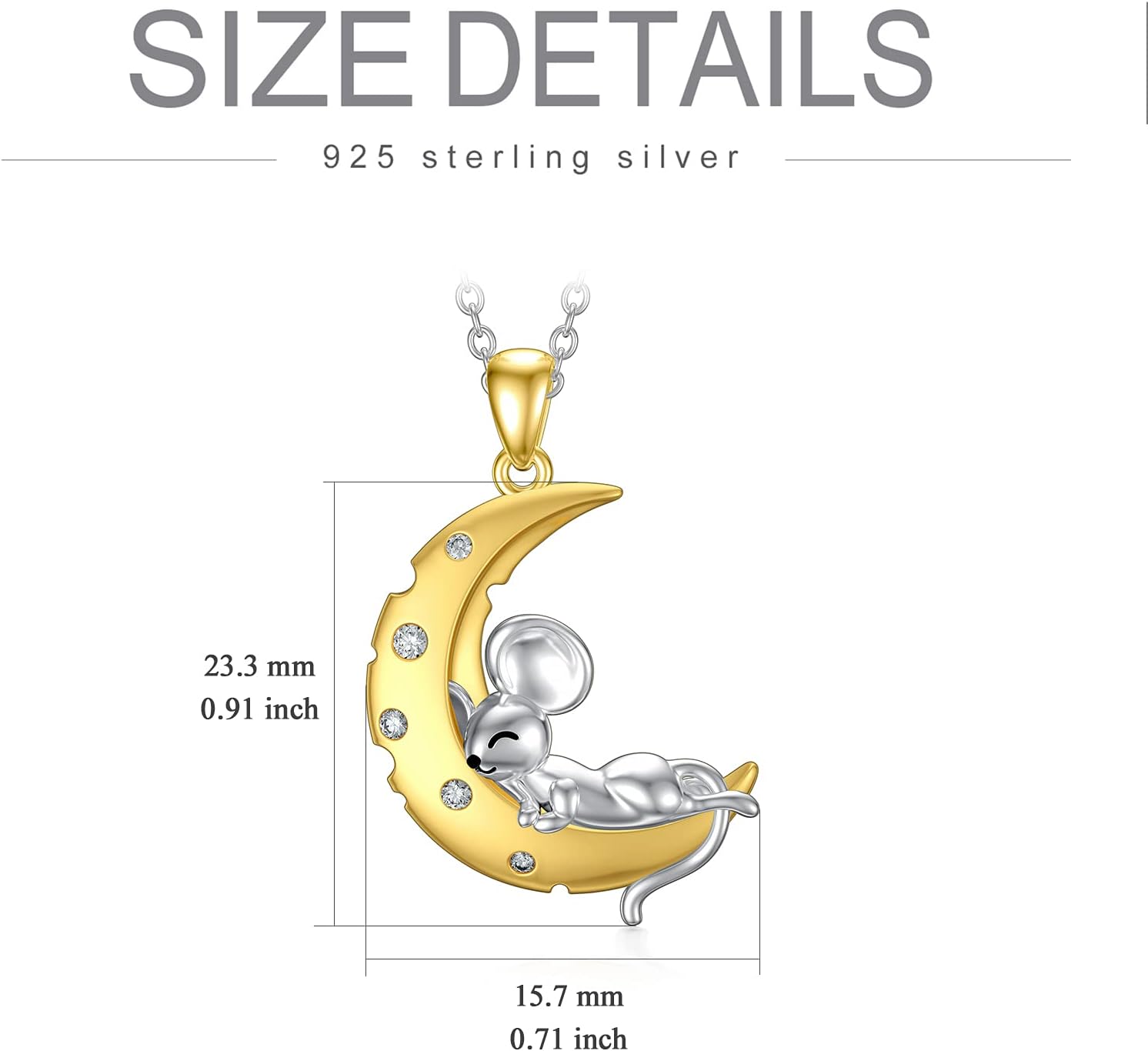 PELOVNY Mouse/Penguin/Fox Necklace for Women 925 Sterling Silver Animal Pendant Necklace Birthday Christmas Jewelry Gifts for Mom Daughter Wife Sister - Image 6