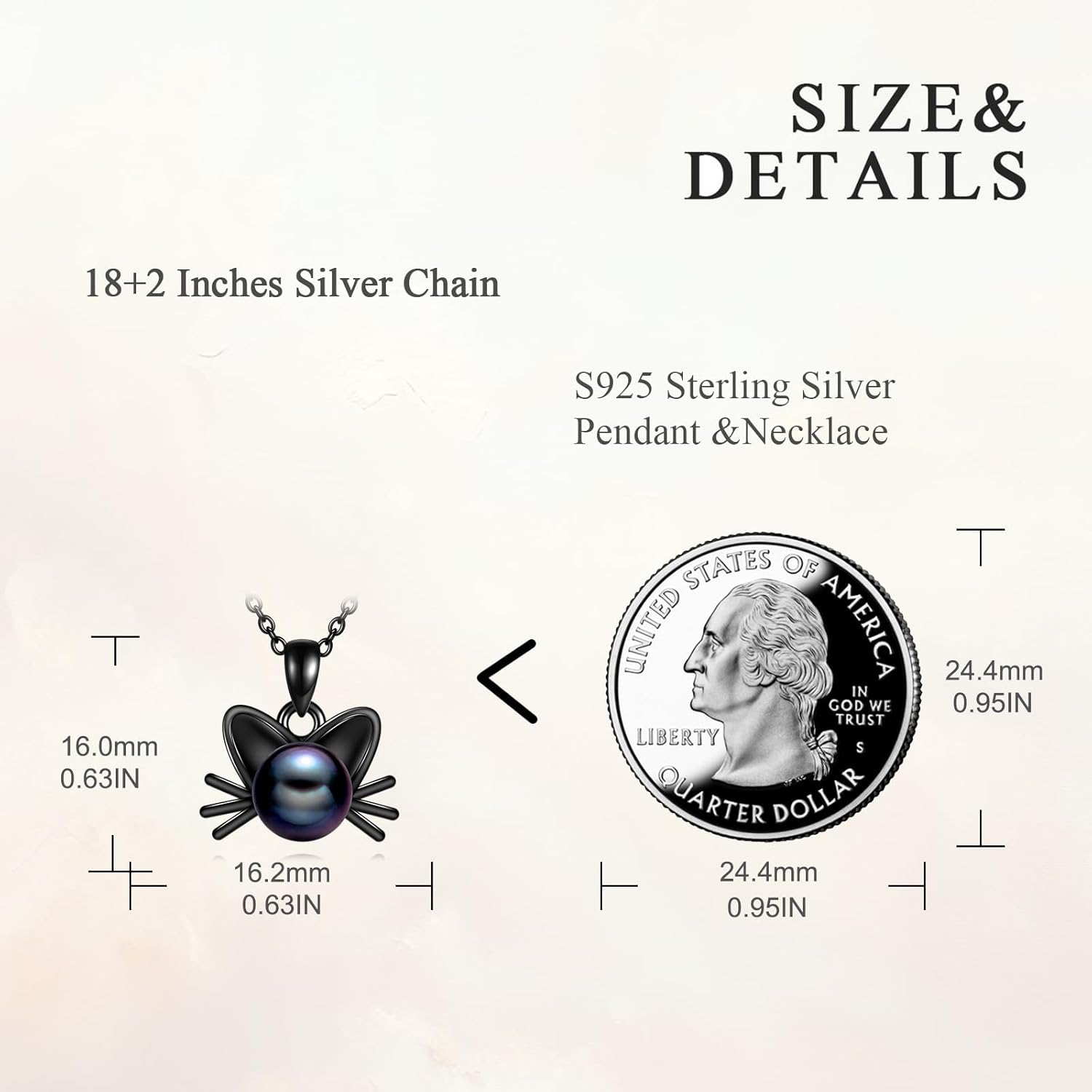 VONALA Black Pearl Necklace 925 Sterling Silver Cat Pendant Cute Animal Jewelry Gifts for Women - Image 5